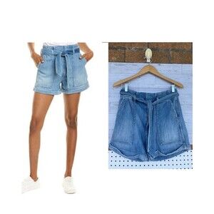 AMO Shorts Blue Finder Keepers Paperbag Denim Women size 27